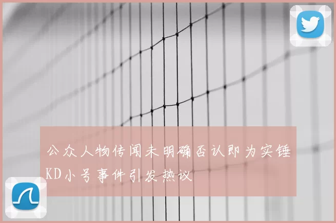 公众人物传闻未明确否认即为实锤KD小号事件引发热议
